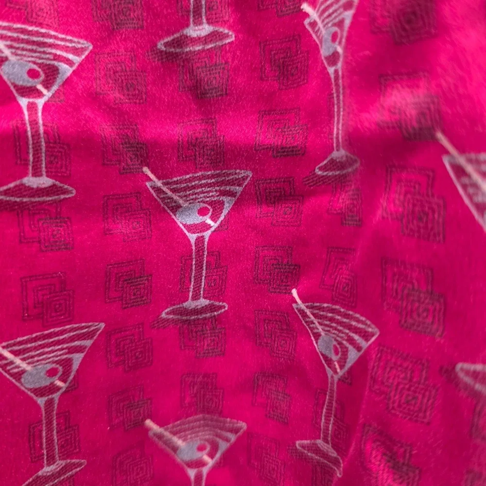 Vintage Mansilk 100% Silk Boxer Shorts Red Martini Cocktail Print Mens XL 1990s